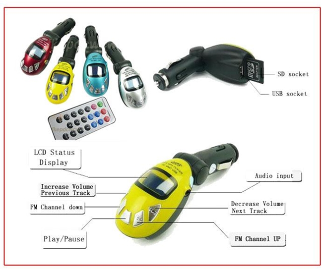 FM Transmitter is available in various colors